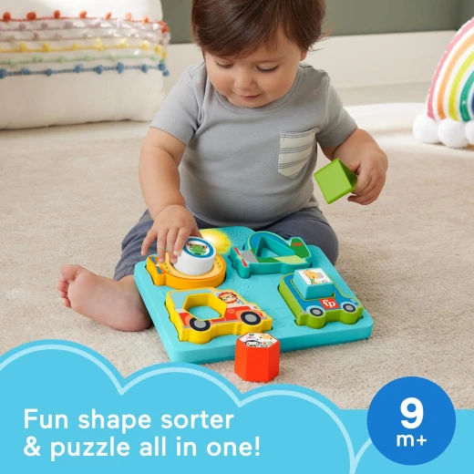Fisher Price Baby Sorting Toy Vehicle Puzzle with Music & Lights for Sensory Play 9M+ - Fisher-Price - Image 3