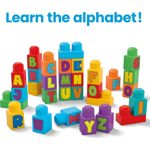 MEGA BLOKS - HRR60 - Learn the Alphabet - Building Block Set, 30 Pieces, Toy for Baby and Child 1-5 Years Old Mattel - Mega Bloks - Image 2