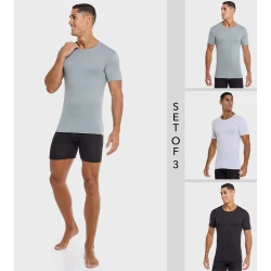 Hanes Pack of 3 Solid Short Sleeves Vests - Comfortable Everyday Wear