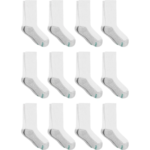 Hanes Boys Double Tough Crew Socks 12-Pair Pack White Hanes Boys Double Tough Crew Socks 12-Pair Pack White