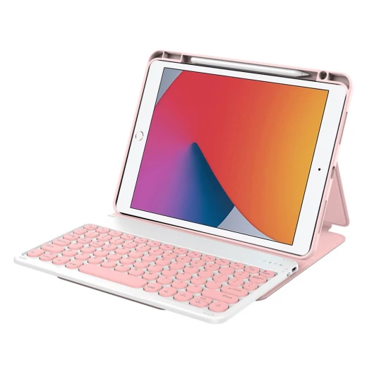 حافظة جلد وي وو لجهاز iPad 10.2 (2021) مع لوحة مفاتيح بلوتوث - وردي - وي وُو - Image 4