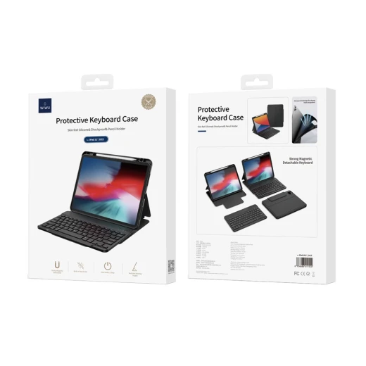 حافظة جلد وي وو لجهاز iPad 10.2 (2021) مع لوحة مفاتيح بلوتوث - أسود - وي وُو - Image 2