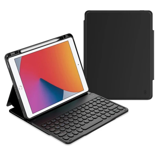 حافظة جلد وي وو لجهاز iPad 10.2 (2021) مع لوحة مفاتيح بلوتوث - أسود حافظة جلد وي وو لجهاز iPad 10.2 (2021) مع لوحة مفاتيح بلوتوث - أسود