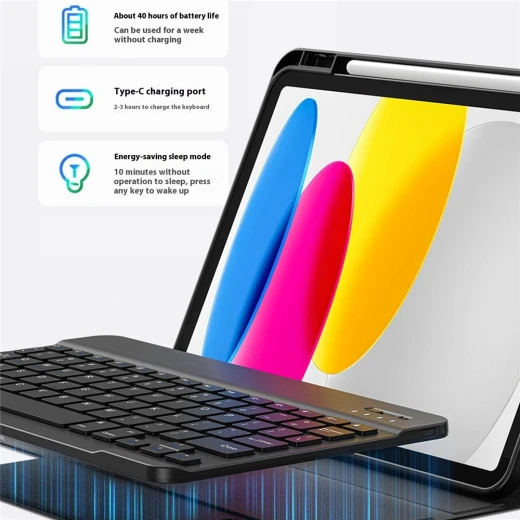حافظة جلد وي وو لجهاز iPad 10.2 (2021) مع لوحة مفاتيح بلوتوث - أسود - وي وُو - Image 6