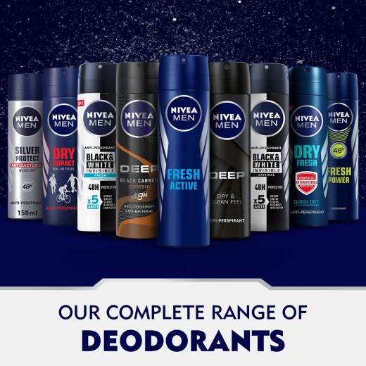 Nivea Men Black & White Deodorant Spray 200ml - 48H Anti-Stain, Anti-Odor Protection, Long-Lasting Freshness, No White Marks or Yellow Stains - Nivea - Image 4