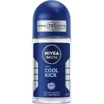 Nivea Men Cool Kick Deodorant Roll-On 50g, 48h Sweat & Odor Protection, Long-Lasting Freshness, Cool Menthol Scent, Quick-Drying Formula - Nivea