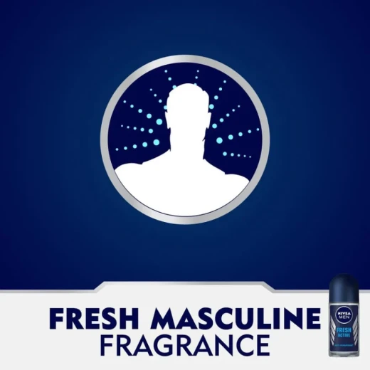 NIVEA MEN Fresh Active Anti-Perspirant Deodorant Roll On (50ml), Men's Anti-Perspirant Deodorant, Fresh Men's Roll On Deodorant + Fresh Masculine Fragrance - Nivea - Image 2