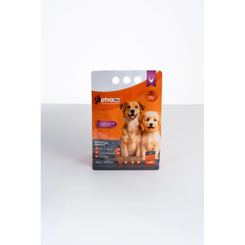 Petra Pet Dry Dog Food for Adults 1Kg, Nutritious blend with proteins, vitamins & Omega 3 & 6 for healthy skin, shiny coat, energy & growth for puppies & adults