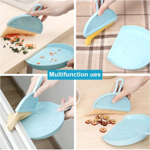 Mini Dustpan and Brush Set, Small Hand Broom and Dustpan Combo for Home Cleaning, Hangable Whisk Brush for Table, Sofa, Keyboard & Pets (Blue) - Image 7
