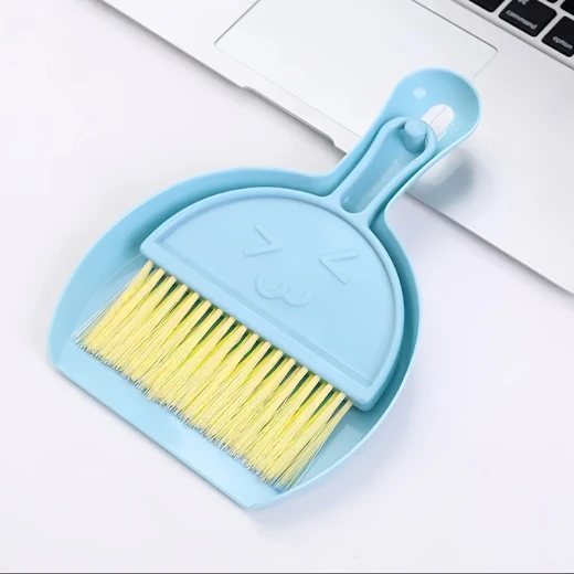 Mini Dustpan and Brush Set, Small Hand Broom and Dustpan Combo for Home Cleaning, Hangable Whisk Brush for Table, Sofa, Keyboard & Pets (Blue) - Image 2