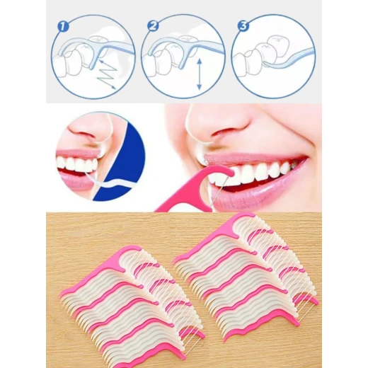 Dental Dental Floss, 50 Pieces, Lightweight, White, Interdental Cleaning - Image 3