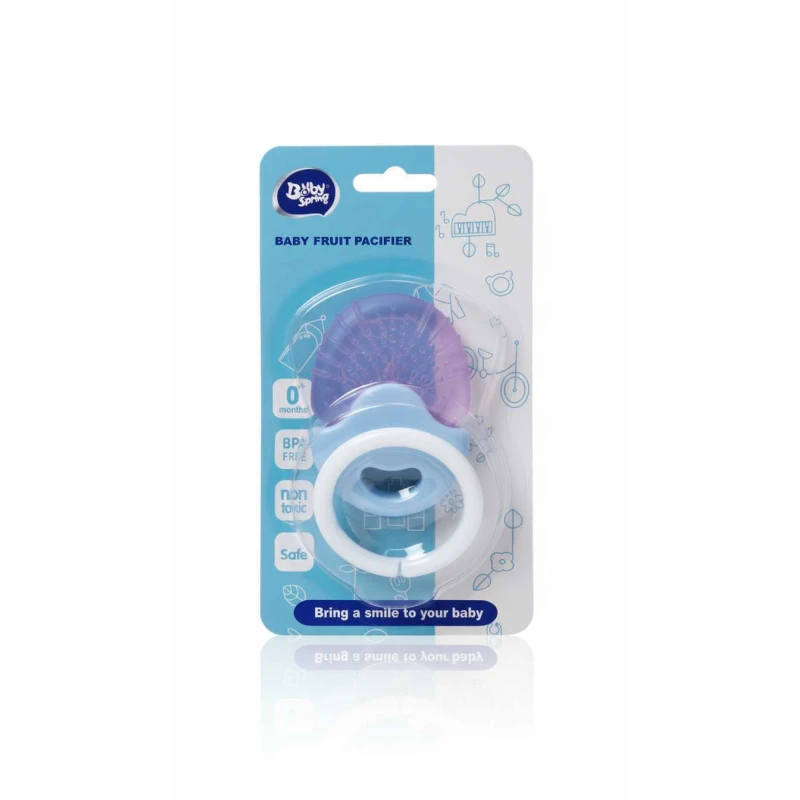 Baby Spring Baby Fruit Pacifier 0+ Months, BPA Free, non toxic , Silicone Gum Massager, Blue & Purple