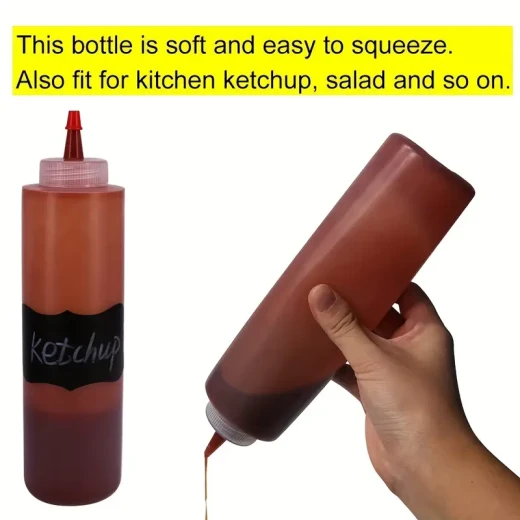 Blenlin Sauce Bottles – 8oz, Red, Durable Food-Grade Plastic, Ideal for Sauces, Dressings, and Ingredients, Spill-Resistant Design - Image 3