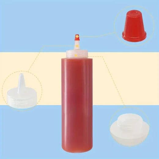 Blenlin Sauce Bottles – 8oz, Red, Durable Food-Grade Plastic, Ideal for Sauces, Dressings, and Ingredients, Spill-Resistant Design - Image 5