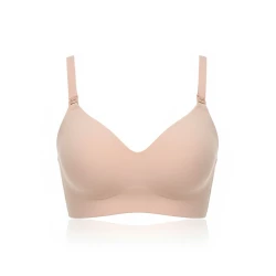 Momcozy Seamless Nursing Bra Beige - Comfortable & Adjustable for Moms XLarge