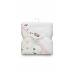 Baby Velvet Blanket Pink and White with Cute Design – Soft and Warm 70×90 cm Blanket for Crib or Stroller, Gentle on Baby’s Skin