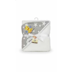 Baby Velvet Blanket Gray and White with Star Prints – Soft and Warm 70×90 cm Blanket for Crib or Stroller, Gentle on Baby’s Skin