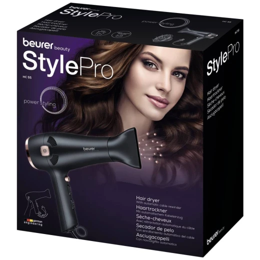 Beurer HC 55 Hair Dryer 2000W Professional Ionic Black, 2 Attachments - Beurer - Image 3