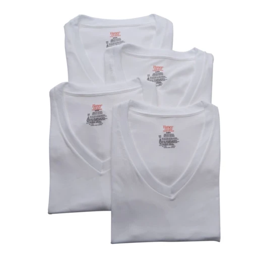 Hanes Men's Ultimate Stretch V-Neck T-Shirts, 4-Pack, White, Large Hanes Men's Ultimate Stretch V-Neck T-Shirts, 4-Pack, White, Large