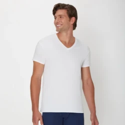 Hanes Men's Comfortblend V-Neck Undershirts 4-Pack White Moisture-Wicking Size Small