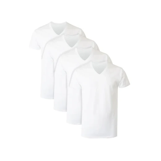 Hanes Men's Comfortblend V-Neck Undershirts 4-Pack White Moisture-Wicking Size Small - Image 2