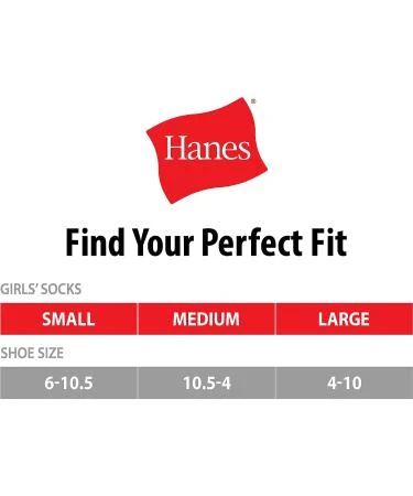 Hanes Ultimate Girls' Low Cut Socks 6-Pair Pack White Shoe Size 4-10 Large - Image 3