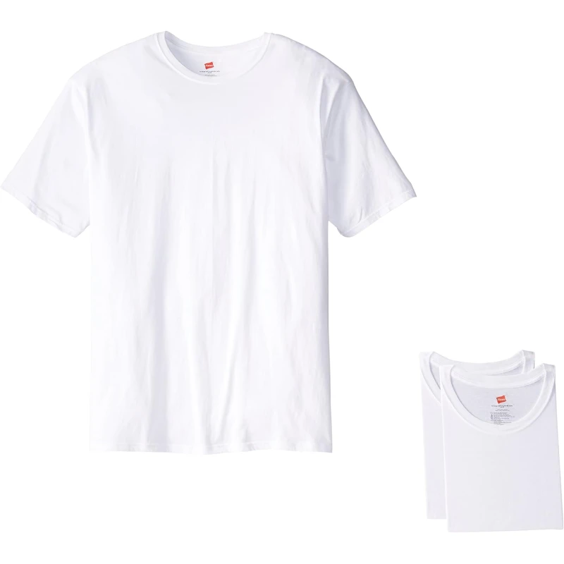 Hanes Men's Slim Fit Crew Neck T-Shirts, ComfortBlend, White, 4-Pack, Large