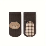 Tot and Toe everyday grip socks cotton blend non-slip forest color bear design for ages 1 to 3 years - K store