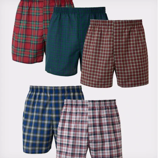 Hanes Men's Boxer Shorts 5-Pack Tartan Moisture-Wicking Underwear XXL