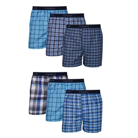 Hanes Men's ComfortSoft Boxers 6-Pack Moisture-Wicking Cotton Jersey Underwear Size Small