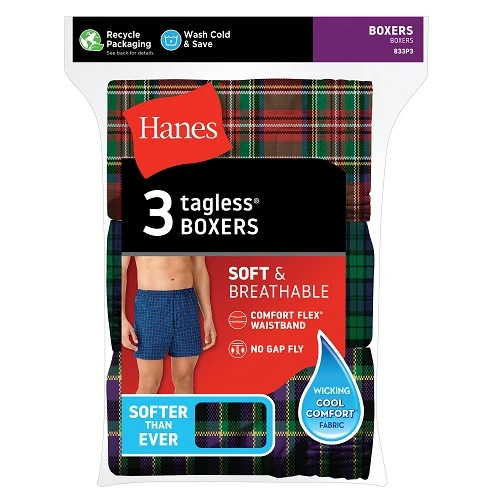 Hanes Men's Woven Boxers 3 Pack Beige Comfortable Underwear Soft Lightweight Fabric Breathable Design Everyday Wear L (36-38)