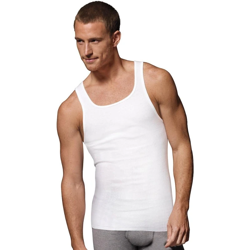 Hanes Men's ComfortSoft Tank Undershirts, 3-Pack, White, Tagless Ribbed A-Shirts 3X-Large
