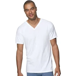Hanes Men's ComfortSoft Tagless V-Neck Undershirts, 3-Pack, White, XXXX-Large