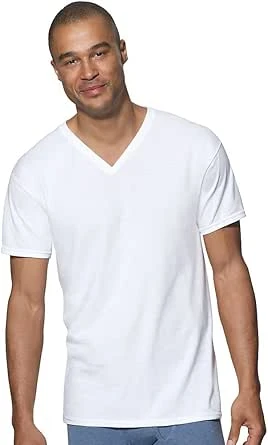 Hanes Men's ComfortSoft Tagless V-Neck Undershirts, 3-Pack, White, XXXX-Large
