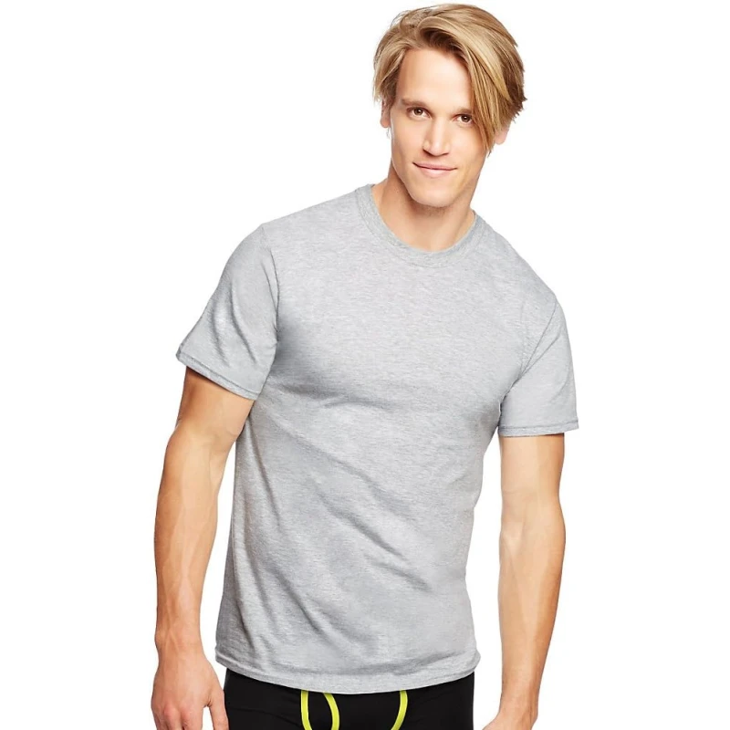 Hanes Men's Classics Traditional Fit ComfortSoft Tagless Crewneck Undershirts 3-Pack Black/Grey XL