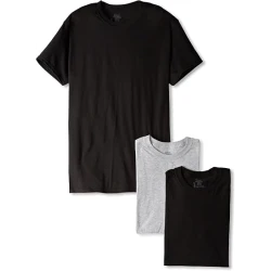 Hanes Men's Classics Traditional Fit ComfortSoft Tagless Crewneck Undershirts 3-Pack Black/Grey X-Large