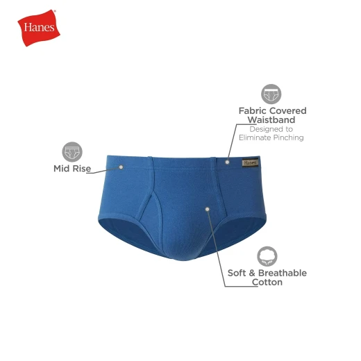 Hanes Men's Classics Briefs Pack, Mid-Rise, Stretch Cotton, Black, 6-Pack Small - Hanes - Image 2
