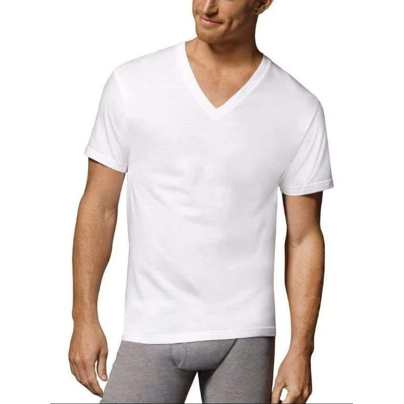 Hanes Big Men's ComfortSoft Tagless V-Neck Undershirts 3-Pack White 2XL - Hanes