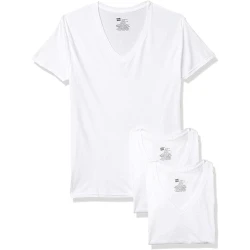 Hanes Men's FreshIQ ComfortSoft V-Neck Undershirts 3-Pack White Medium
