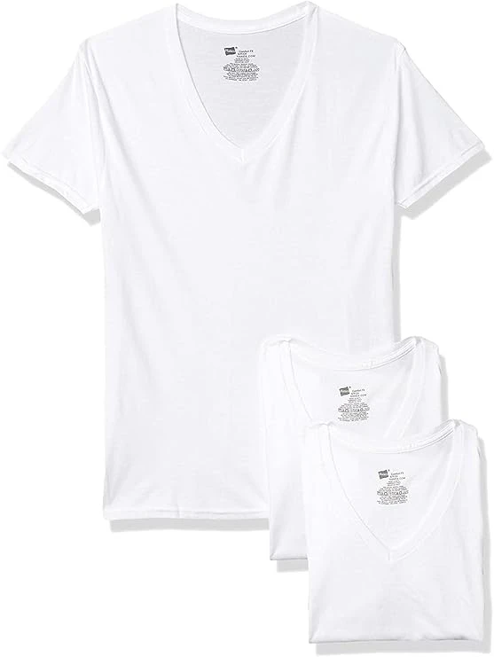 Hanes Men's FreshIQ ComfortSoft V-Neck Undershirts 3-Pack White Medium - Hanes