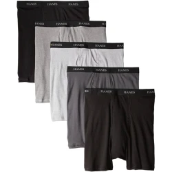 Hanes Men's Boxer Briefs 5-Pack, Tagless Comfort Flex Waistband, Black and Gray Assorted XL