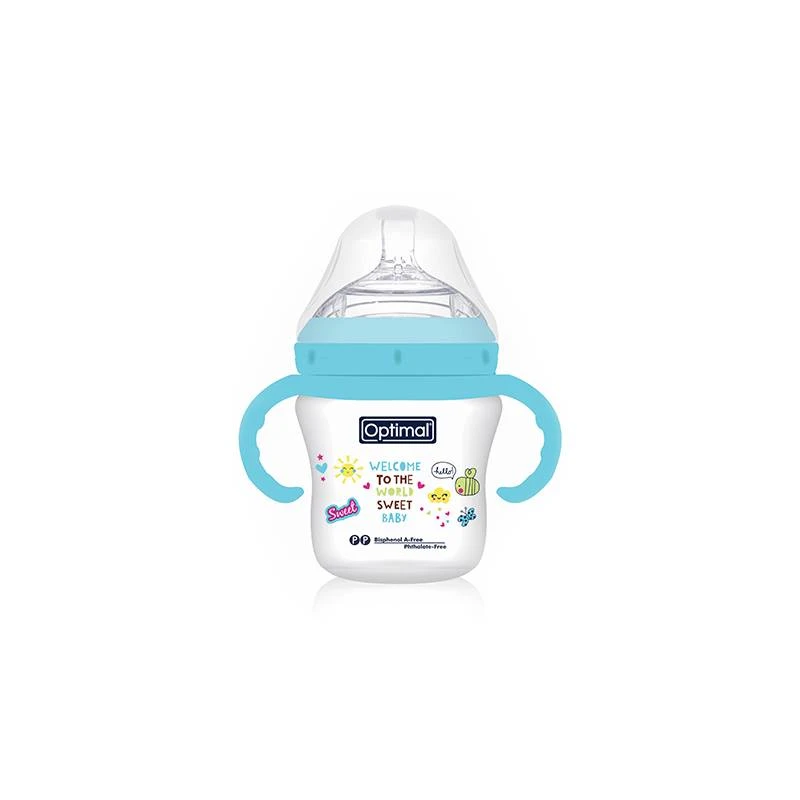 Optimal Mamilla Baby Bottle Wide Neck Anti Colic System 210ml 6+ Months Blue - Optimal
