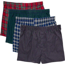 Hanes Ultimate Men's Tartan Boxers 4 Pack Assorted Colors 2XL Premium Cotton Blend Underwear Comfortable Breathable Durable Waistband Classic Tartan Designs
