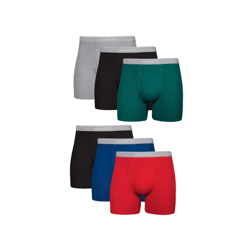 Hanes Men's Cool DRI Boxer Briefs 6 Pack, Moisture Wicking, Black, 2XL - Hanes