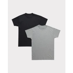 Hanes Men's Crew Neck T-Shirts Tagless ComfortSoft 2-Pack Black and Gray Medium