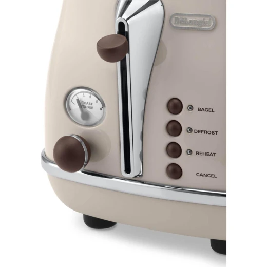 محمصة خبز ديلونجي ايكونة فينتج بشريحتين لون كريمي 900 واط ستانلس ستيل مع وظيفة إذابة الثلج والخبز - ديلونجي - Image 6