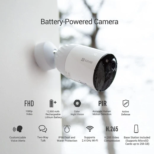 EZVIZ BC1 WiFi Outdoor Camera,1080p security camera CCTV with 365 Days Battery Life, Color Night Vision, PIR Motion, smart Human Detection, Two Way Audio, works with Alexa & Google assistant (BC1-B2) - Ezviz - Image 6