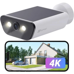 كاميرا مراقبة أمنية تعمل بالطاقة الشمسية بدقة 4K من EZVIZ مع لوحة شمسية مدمجة، وضع تسجيل مستمر على مدار الساعة طوال أيام الأسبوع، كاميرا واي فاي خارجية، كاميرات مراقبة تلفزيونية مغلقة، رؤية ليلية ملونة، كشف الحركة البشرية، كشف المركبات، صوت ثنائي الاتجاه، CB5 من ايفزيز