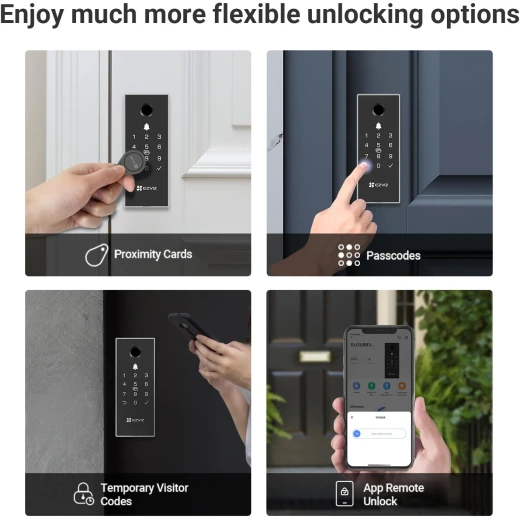 EZVIZ CS-DL03 Smart Rim Lock - Bluetooth & Wi-Fi Enabled, Multi-Method Keyless Entry, Remote Control, Anti-Tamper Alerts, Easy Installation (DL03) - Ezviz - Image 2
