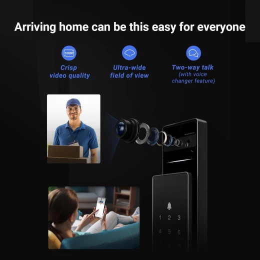 EZVIZ Smart Lock DL50FVS, 7-in-1 Keyless Entry Door Lock, 3D Face Recognition Door Lock, Built-in 8GB storage, 2-meter Night Vision, Active Intercom, App Control (6068) - Ezviz - Image 5